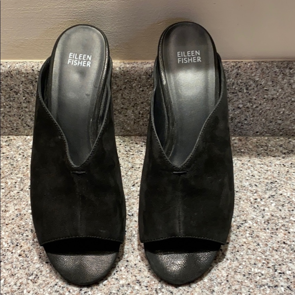 Eileen Fisher Black Suede Sandals